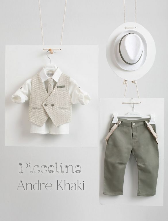 Piccolino Andre christening suit in Khaki color