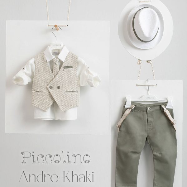 Piccolino Andre christening suit in Khaki color