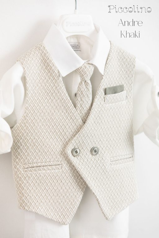 Piccolino Andre christening suit in Khaki color