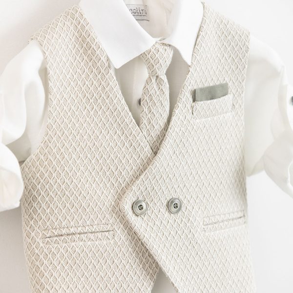 Piccolino Andre christening suit in Khaki color