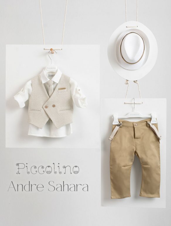 Piccolino Andre christening suit in Sahara color