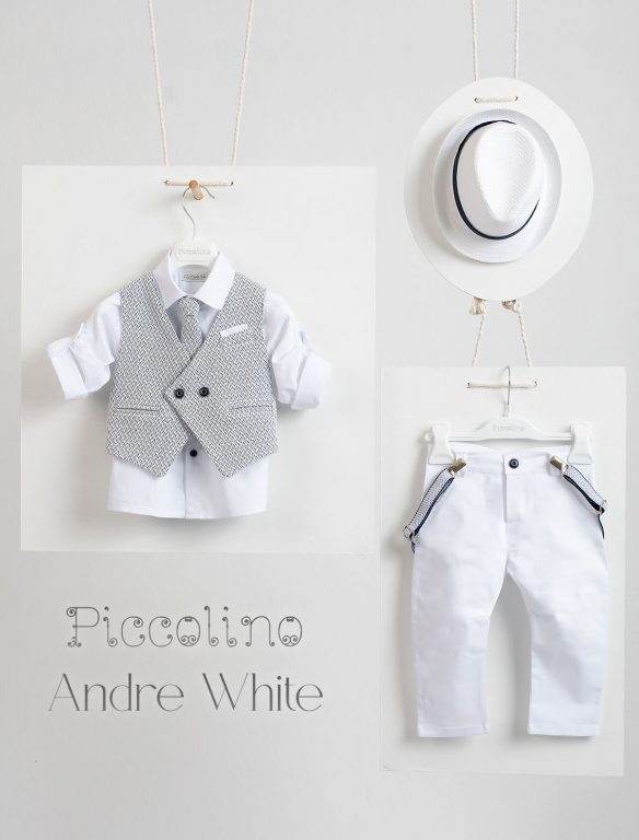 Christening suit Piccolino Andre in White color