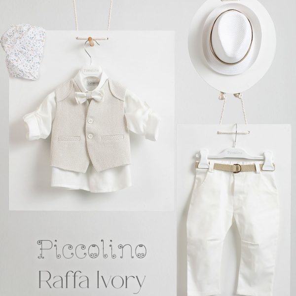 Christening suit Piccolino Raffa in Ivory color