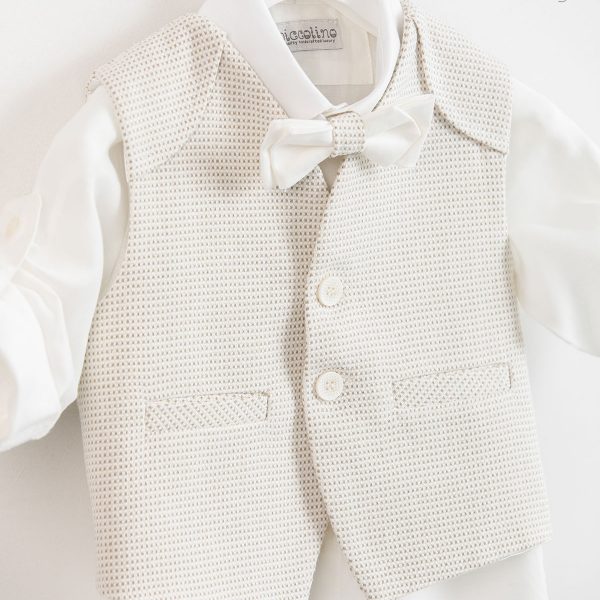 Christening suit Piccolino Raffa in Ivory color