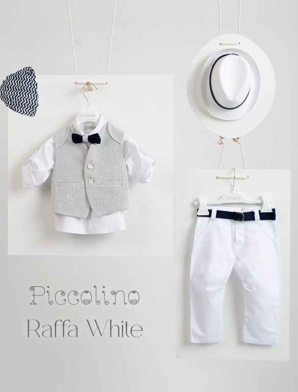 Christening suit Piccolino Raffa in White color