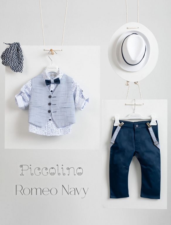 Christening suit Piccolino Romeo in Navy color