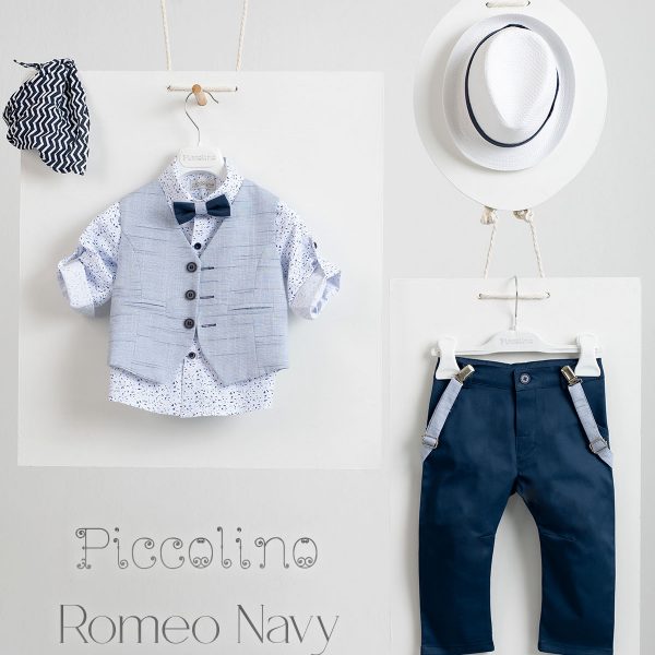 Christening suit Piccolino Romeo in Navy color