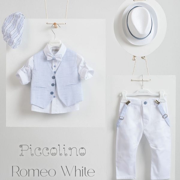 Christening suit Piccolino Checco in white color