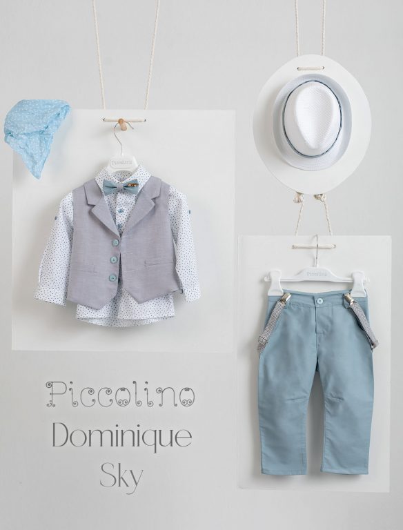 Piccolino Dominique christening suit in Sky color