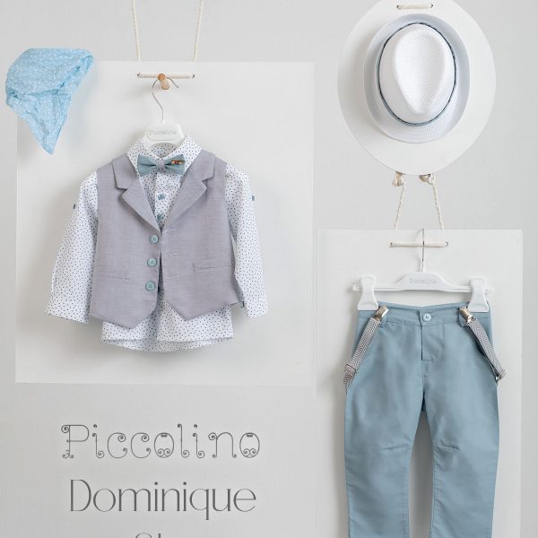Piccolino Dominique christening suit in Sky color