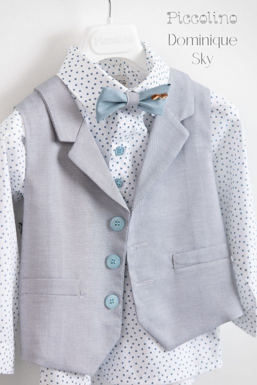 Piccolino Dominique christening suit in Sky color