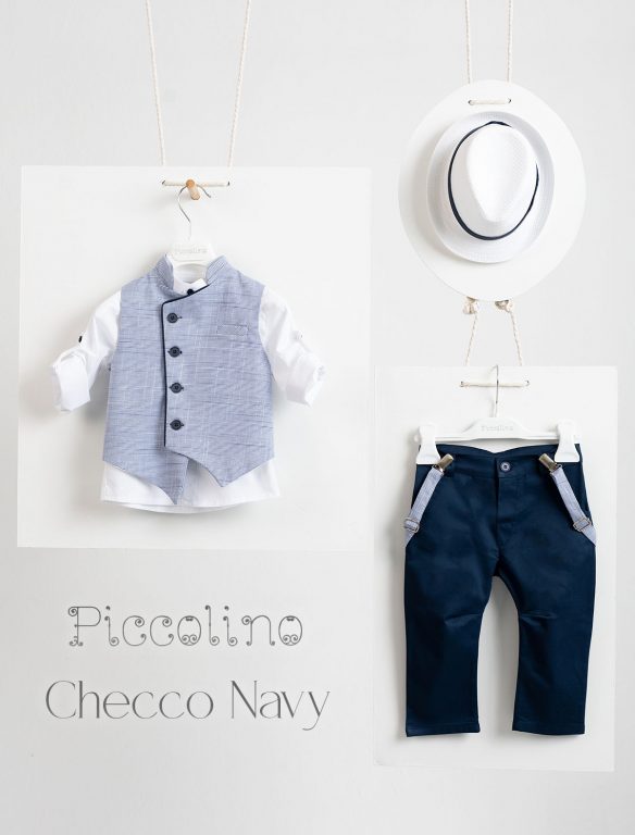 Piccolino Checco christening suit in Navy color