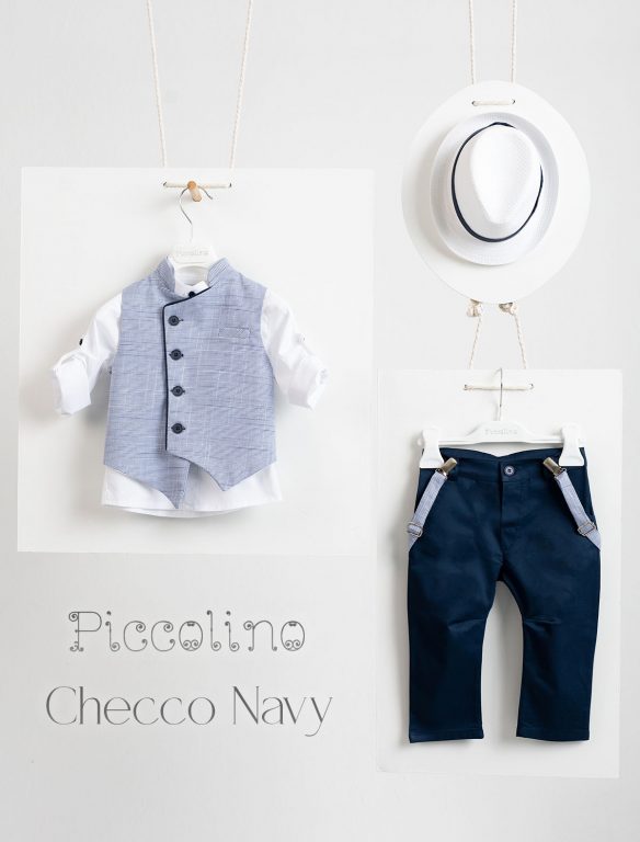 Βαπτιστικό κοστούμι Piccolino Checco σε χρώμα Navy