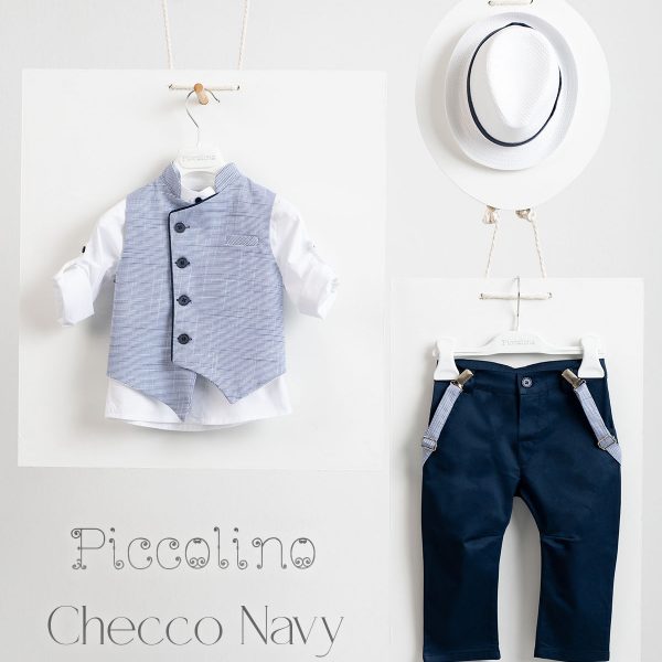 Βαπτιστικό κοστούμι Piccolino Checco σε χρώμα Navy