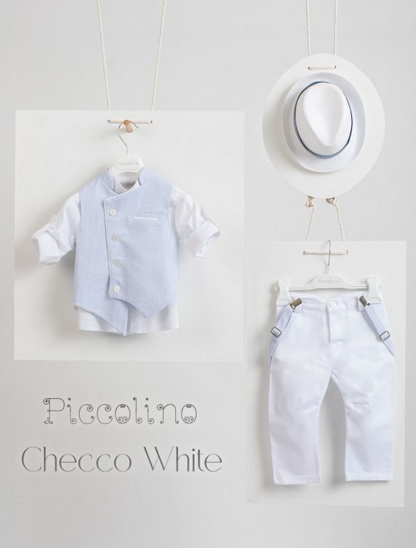 Christening suit Piccolino Checco in white color