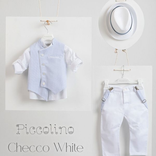 Christening suit Piccolino Checco in white color