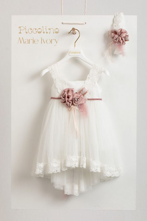 Christening dress Piccolino Marie ivory -puce