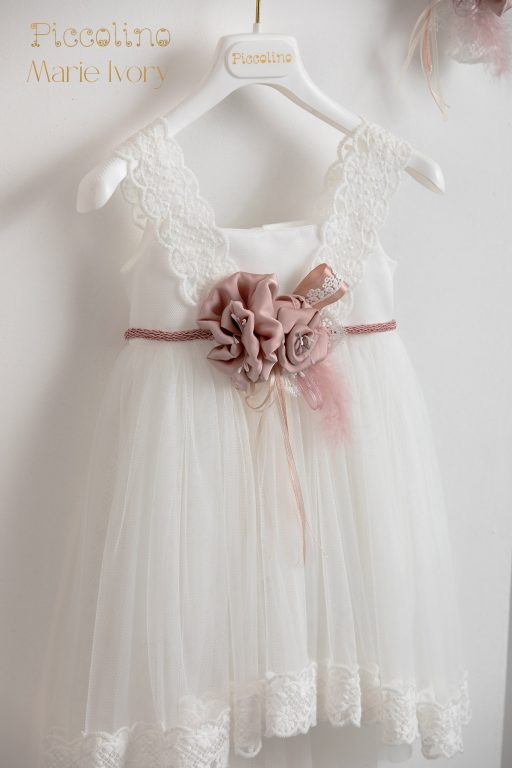 Christening dress Piccolino Marie ivory -puce