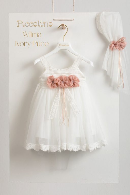 Christening dress Piccolino Wilma Ivory-puce