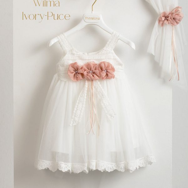 Christening dress Piccolino Wilma Ivory-puce