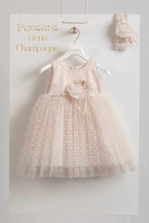 Piccolino Elena Champagne baptism dress