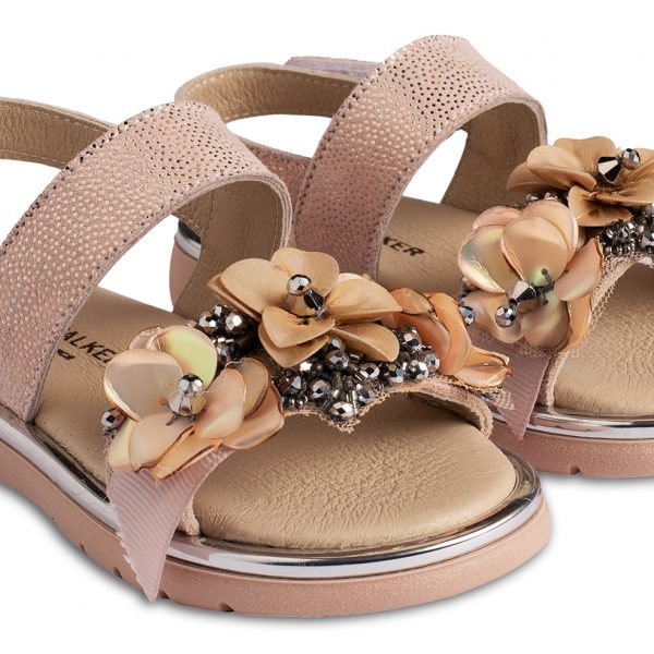 Leather Sandal with Flower Braid EXC5821 Pink