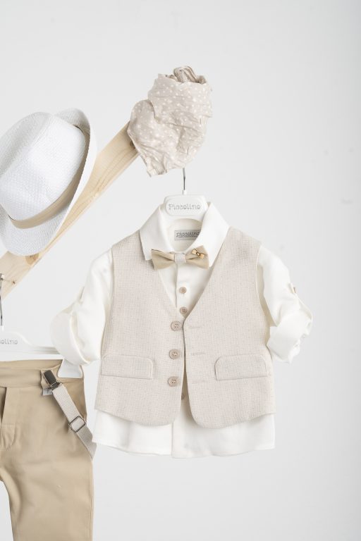 Βαπτιστικό κοστούμι Piccolino Pablo σε χρώμα Beige