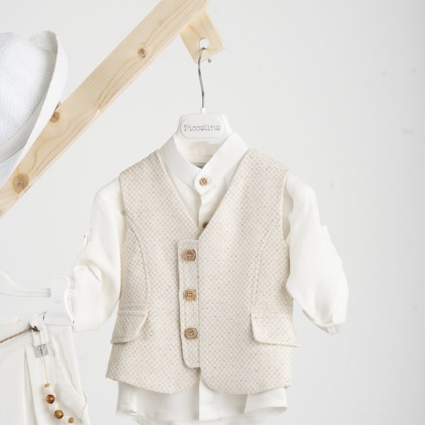 Βαπτιστικό κοστούμι Piccolino Lewis σε χρώμα Off white
