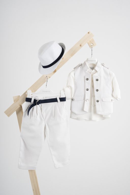 Piccolino Che baptismal suit in Total Off White
