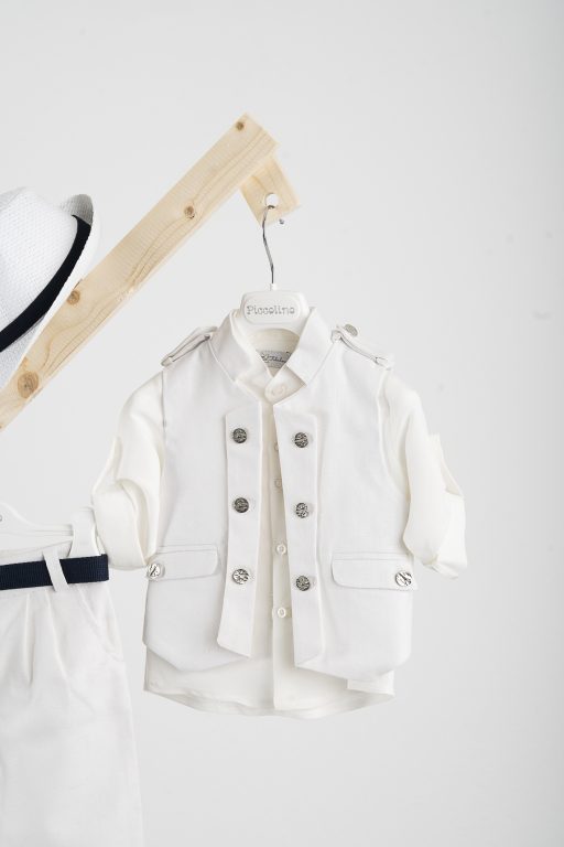 Piccolino Che baptismal suit in Total Off White