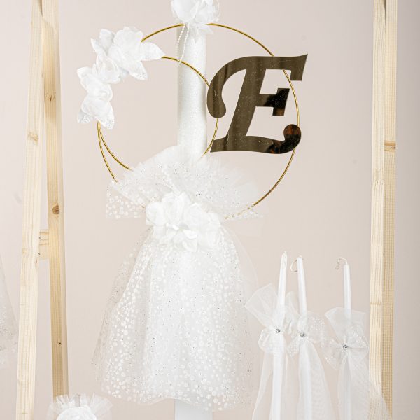 Πακέτο βάπτισης για κορίτσι Piccolino Filomena ivory με καλάθι