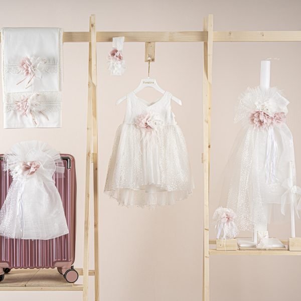 Πακέτο βάπτισης για κορίτσι Piccolino Beatrice ivory με βαλίτσα pink