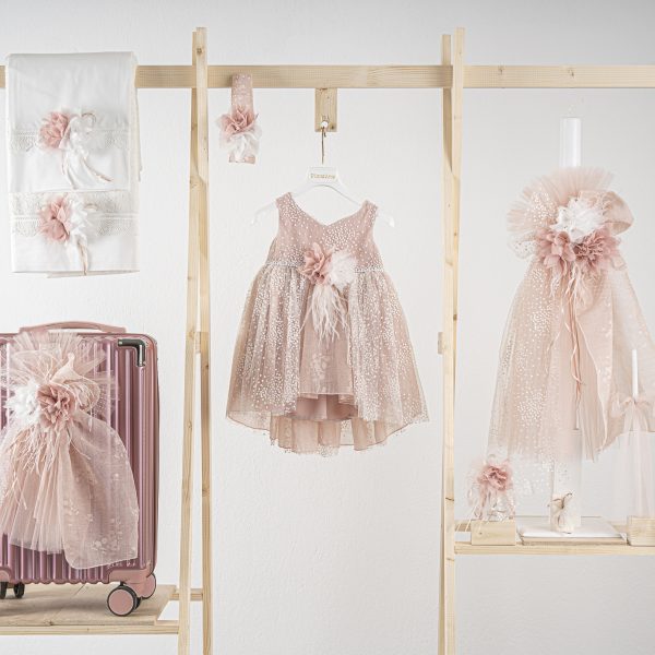 Πακέτο βάπτισης για κορίτσι Piccolino Beatrice puce με βαλίτσα pink