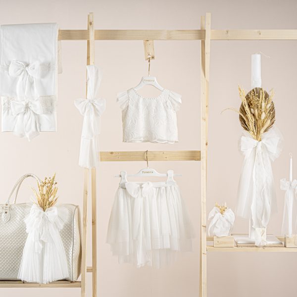 Πακέτο βάπτισης για κορίτσι Piccolino Isabelle ivory με τσάντα καπιτονέ ivory