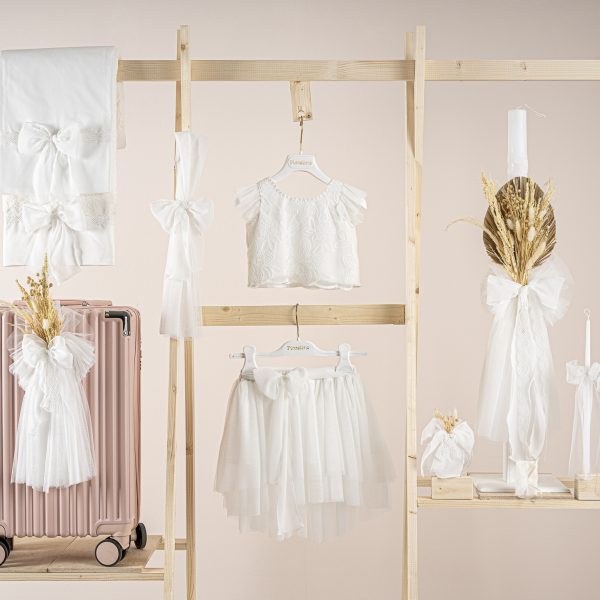 Πακέτο βάπτισης για κορίτσι Piccolino Isabelle ivory με βαλίτσα pink
