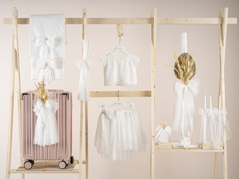 Πακέτο βάπτισης για κορίτσι Piccolino Isabelle ivory με βαλίτσα pink