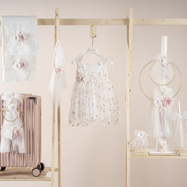 Πακέτο βάπτισης για κορίτσι Piccolino Klara ivory με βαλίτσα pink