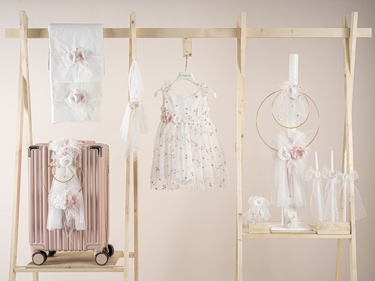 Πακέτο βάπτισης για κορίτσι Piccolino Klara ivory με βαλίτσα pink