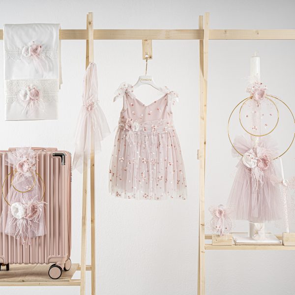 Πακέτο βάπτισης για κορίτσι Piccolino Klara puce με βαλίτσα pink