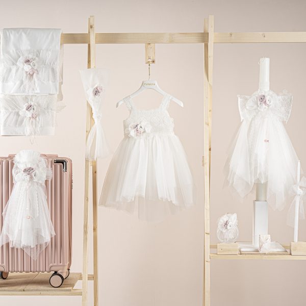 Πακέτο βάπτισης για κορίτσι Piccolino Matylda ivory με βαλίτσα pink