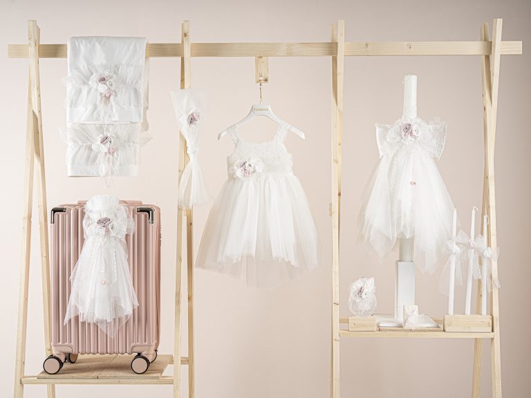 Πακέτο βάπτισης για κορίτσι Piccolino Matylda ivory με βαλίτσα pink