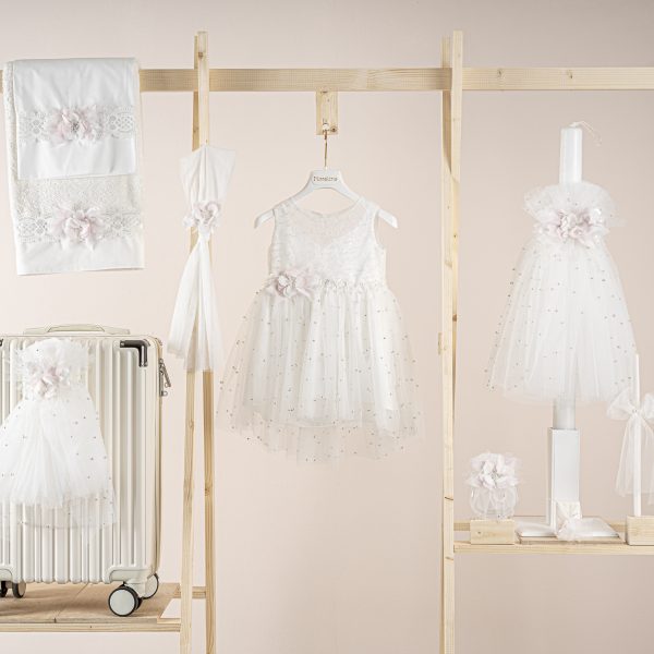 Πακέτο βάπτισης για κορίτσι Piccolino Salina ivory με βαλίτσα ecru