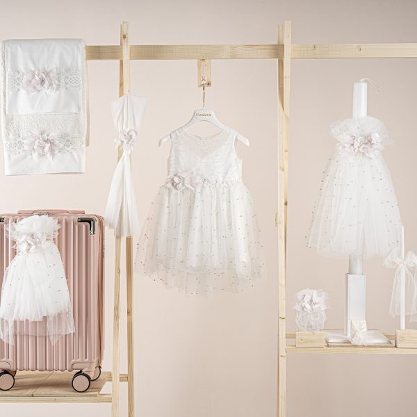 Πακέτο βάπτισης για κορίτσι Piccolino Salina ivory με βαλίτσα pink