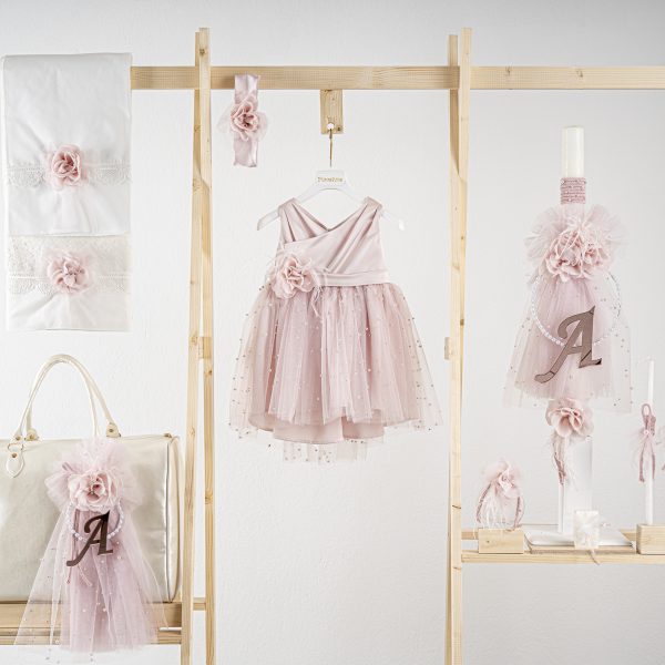 Πακέτο βάπτισης για κορίτσι Piccolino Zoe pink με τσάντα  ivory