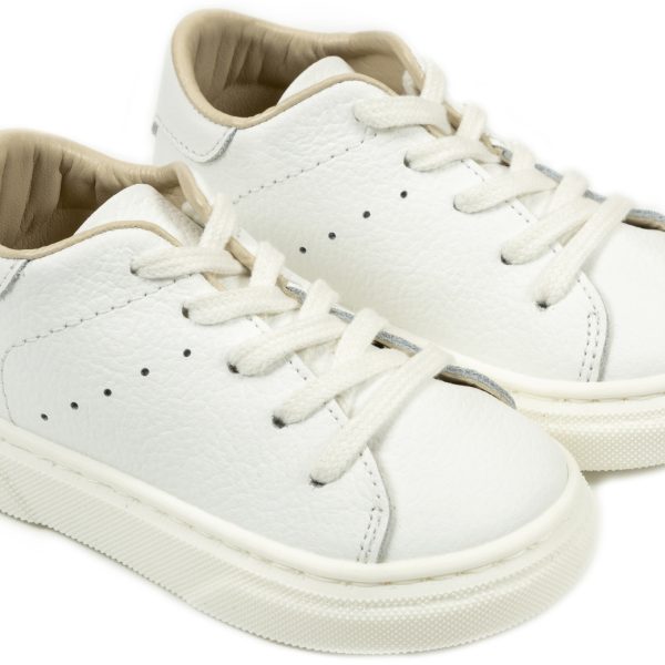 Δερμάτινο Δετό Σνίκερ από Δέρμα Νάπα σε Λευκό Χρώμα