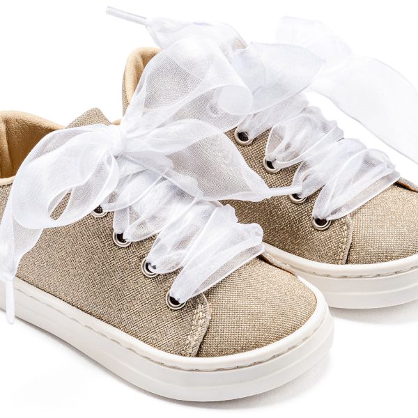 Sneaker απο Ύφασμα και Δέσιμο Κορδέλα BW4864 Πλατίνα