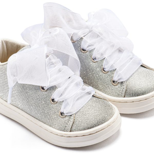Sneaker απο Ύφασμα και Δέσιμο Κορδέλα BW4864 Ασημί