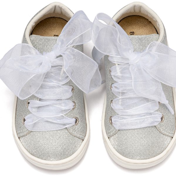Sneaker απο Ύφασμα και Δέσιμο Κορδέλα BW4864 Ασημί