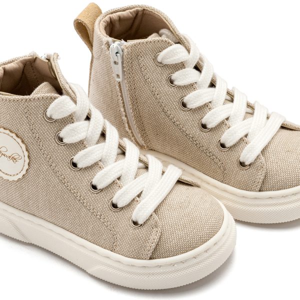 Δετό Μποτάκι Sneaker με Φερμουάρ στο Πλάι EXC5301 Μπεζ