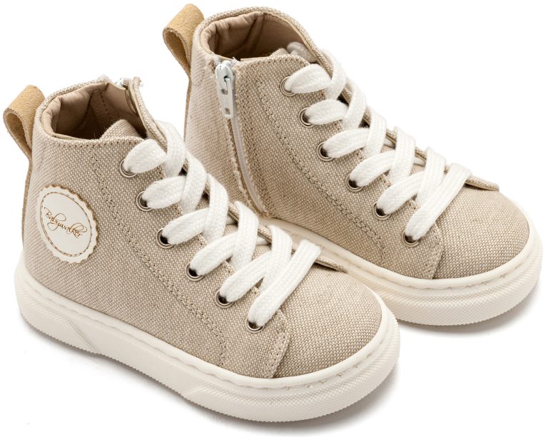 Δετό Μποτάκι Sneaker με Φερμουάρ στο Πλάι EXC5301 Μπεζ